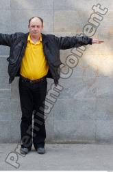 Whole Body Head Man T poses White Casual Chubby Overweight Bald Street photo references